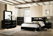 Black/ chrome high gloss lacquer coating king bed by Furniture of America additional picture 9