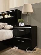 Black/ chrome high gloss lacquer coating nightstand by Furniture of America additional picture 2
