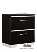 Black/ chrome high gloss lacquer coating nightstand by Furniture of America additional picture 3