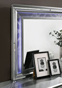Silver embossed art deco pattern w/ mirror trims king bed by Furniture of America additional picture 8