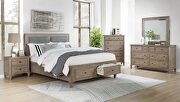 Wire-brushed warm gray transitional style platfrom king bed by Furniture of America additional picture 2