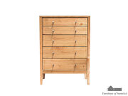 Light oak durable lacquer top coat mid-century modern 5-drawer chest additional photo 2 of 3