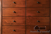 Dark cherry solid wood mid-century modern 8-drawer chest additional photo 4 of 4