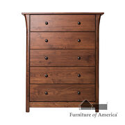 Dark cherry solid wood mid-century modern 5-drawer chest additional photo 3 of 2