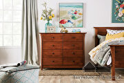 Dark cherry panel headboard/ platform mid-century modern king bed by Furniture of America additional picture 11