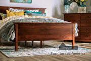 Dark cherry panel headboard/ platform mid-century modern king bed by Furniture of America additional picture 10