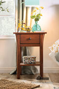 Dark cherry solid wood mid-century modern nightstand by Furniture of America additional picture 3