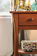 Dark cherry solid wood mid-century modern nightstand by Furniture of America additional picture 4