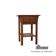 Dark cherry solid wood mid-century modern nightstand by Furniture of America additional picture 5
