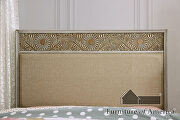 Beige fabric headboard polyresin floral design king bed by Furniture of America additional picture 10