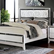 White/mirrored contemporary style inlay bed by Furniture of America additional picture 5
