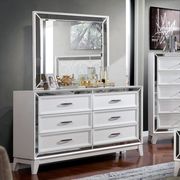 White/mirrored contemporary style inlay bed by Furniture of America additional picture 7
