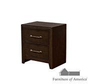 Walnut/ light brown solid wood transitional nightstand by Furniture of America additional picture 3