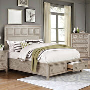 Natural tone/ beige wood grain finish transitional bed additional photo 2 of 12