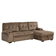 Brown fabric upholstery sleeper sectional sofa with storage chaise and cup holder by La Spezia additional picture 15