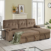 Brown fabric upholstery sleeper sectional sofa with storage chaise and cup holder by La Spezia additional picture 4