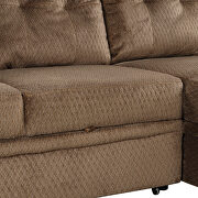 Brown fabric upholstery sleeper sectional sofa with storage chaise and cup holder by La Spezia additional picture 6