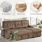 Brown fabric upholstery sleeper sectional sofa with storage chaise and cup holder by La Spezia additional picture 7