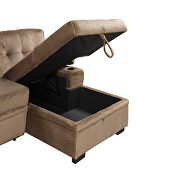 Brown fabric upholstery sleeper sectional sofa with storage chaise and cup holder by La Spezia additional picture 10
