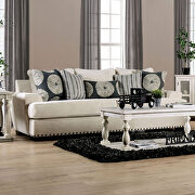 Ivory chenille contemporary sofa additional photo 3 of 11