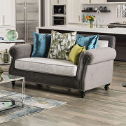 Gray velvet upholstery and white knit cushions sofa by Furniture of America additional picture 3