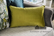 Gray velvet upholstery and white knit cushions sofa additional photo 5 of 10