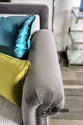 Gray velvet upholstery and white knit cushions sofa by Furniture of America additional picture 9