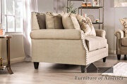 Beige/ gold chenille fabric loveseat with individual nailhead trim by Furniture of America additional picture 7