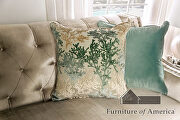 Transitional style champagne/ turquoise chenille fabric sofa additional photo 5 of 10