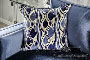 Dynamic vibe of blue satin sofa additional photo 5 of 8