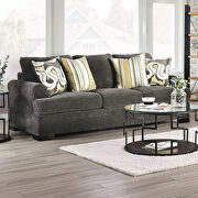 Gray/ yellow chenille fabric sofa additional photo 2 of 8