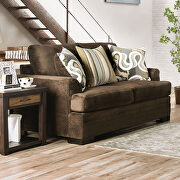 Brown/ yellow chenille fabric sofa additional photo 2 of 7