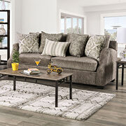 Transitional style elegantly textured gray fabric sofa additional photo 2 of 7