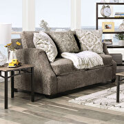 Transitional style elegantly textured gray fabric sofa additional photo 3 of 7