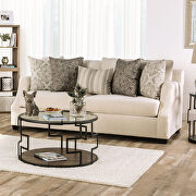 Elegantly textured alabaster white fabric sofa additional photo 2 of 8