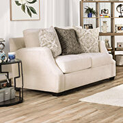 Elegantly textured alabaster white fabric sofa additional photo 3 of 8