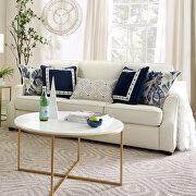 Uniquely designed and upholstered with ivory fabric sofa additional photo 2 of 2