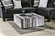 Abstract style multi stripe microfiber ottoman additional photo 2 of 1