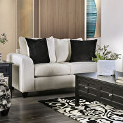 Ivory upholstery and black throw pillows loveseat by Furniture of America additional picture 2