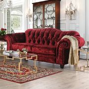 Wine velvet transitional sofa made in us by Furniture of America additional picture 3