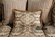 Ornately carved wood details tan/ brown chenille fabric sofa by Furniture of America additional picture 4