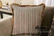 Ornately carved wood details tan/ brown chenille fabric sofa by Furniture of America additional picture 7