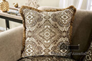 Ornately carved wood details tan/ brown chenille fabric sofa by Furniture of America additional picture 8