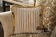 Ornately carved wood details tan/ brown chenille fabric sofa by Furniture of America additional picture 10