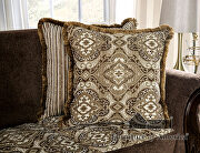 Ornately carved wood details brown chenille fabric sofa by Furniture of America additional picture 11