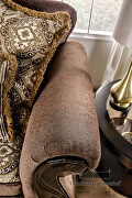 Ornately carved wood details brown chenille fabric sofa by Furniture of America additional picture 8