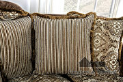 Ornately carved wood details brown chenille fabric sofa by Furniture of America additional picture 10