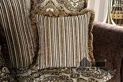 Ornately carved wood details brown chenille fabric loveseat by Furniture of America additional picture 10