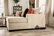 Cream-colored faux linen fabric sectional sofa additional photo 2 of 7