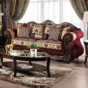 Transitional style burgundy/ brown chenille fabric sofa by Furniture of America additional picture 2
